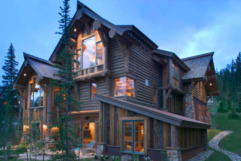 Mountain home with factory-finished exterior wood